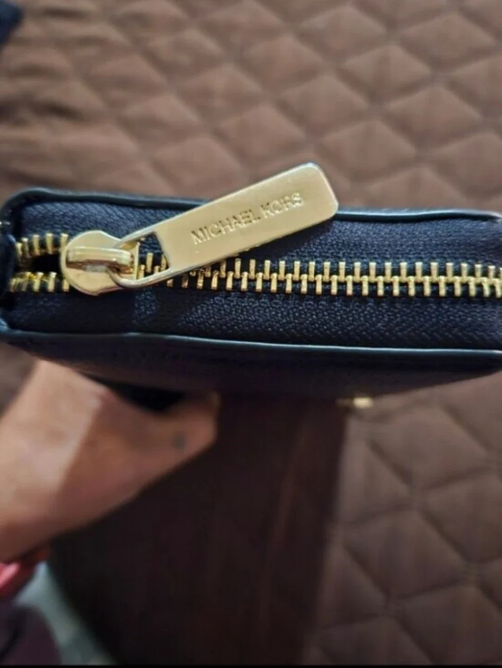 Michael Kors Large Black Leather Jet Set Travel Continental Wristlet Wallet